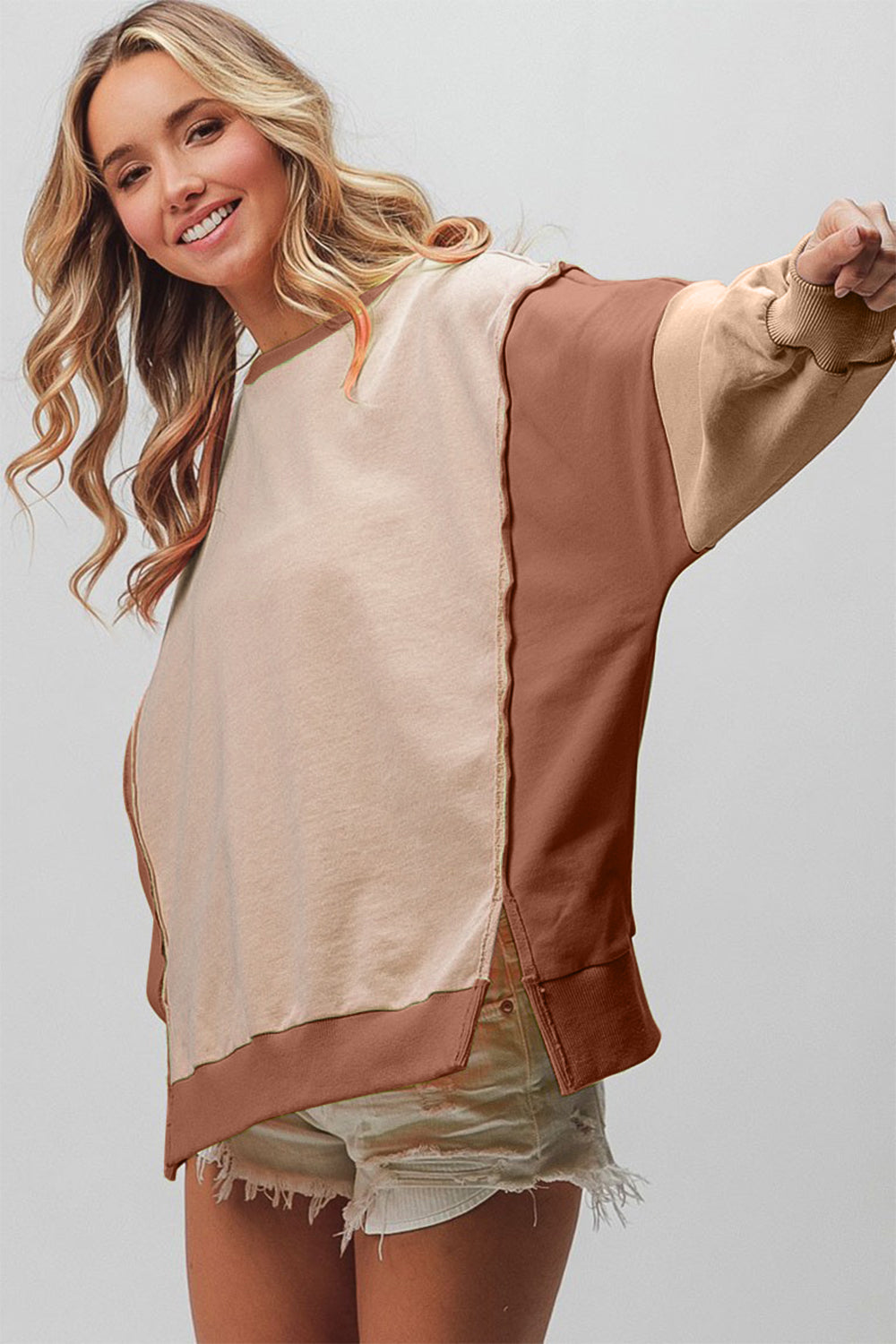 Neutral Color Block Sweatshirt