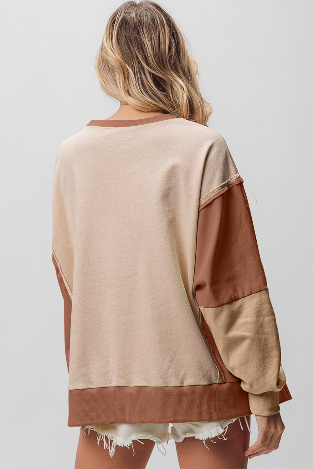 Neutral Color Block Sweatshirt